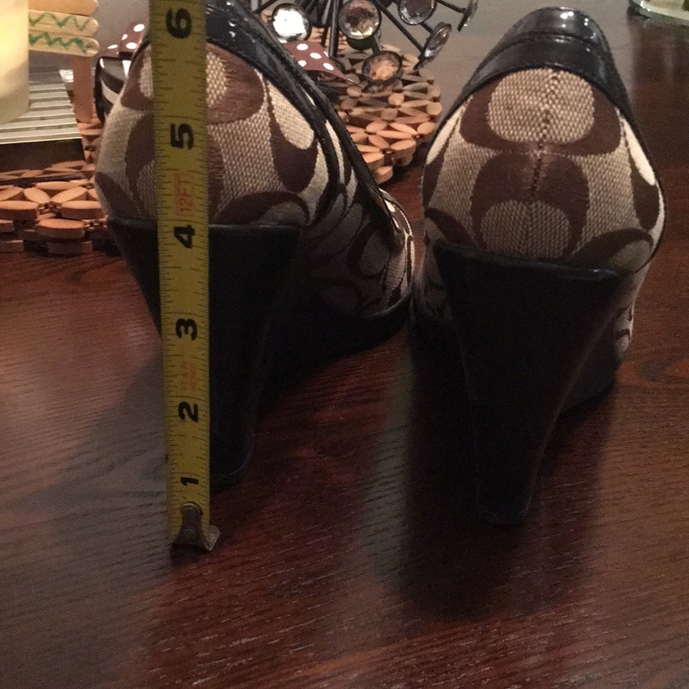 Coach Wedge Kerryann Shoe 5.5 Khaki and Chocolate - Picture 5 of 6